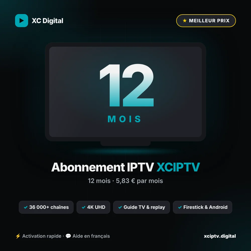 Abonnement IPTV pour XCIPTV – 12 mois